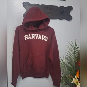 Harvard Burgundy Hooded Pullover Sweatshirt Sz Small